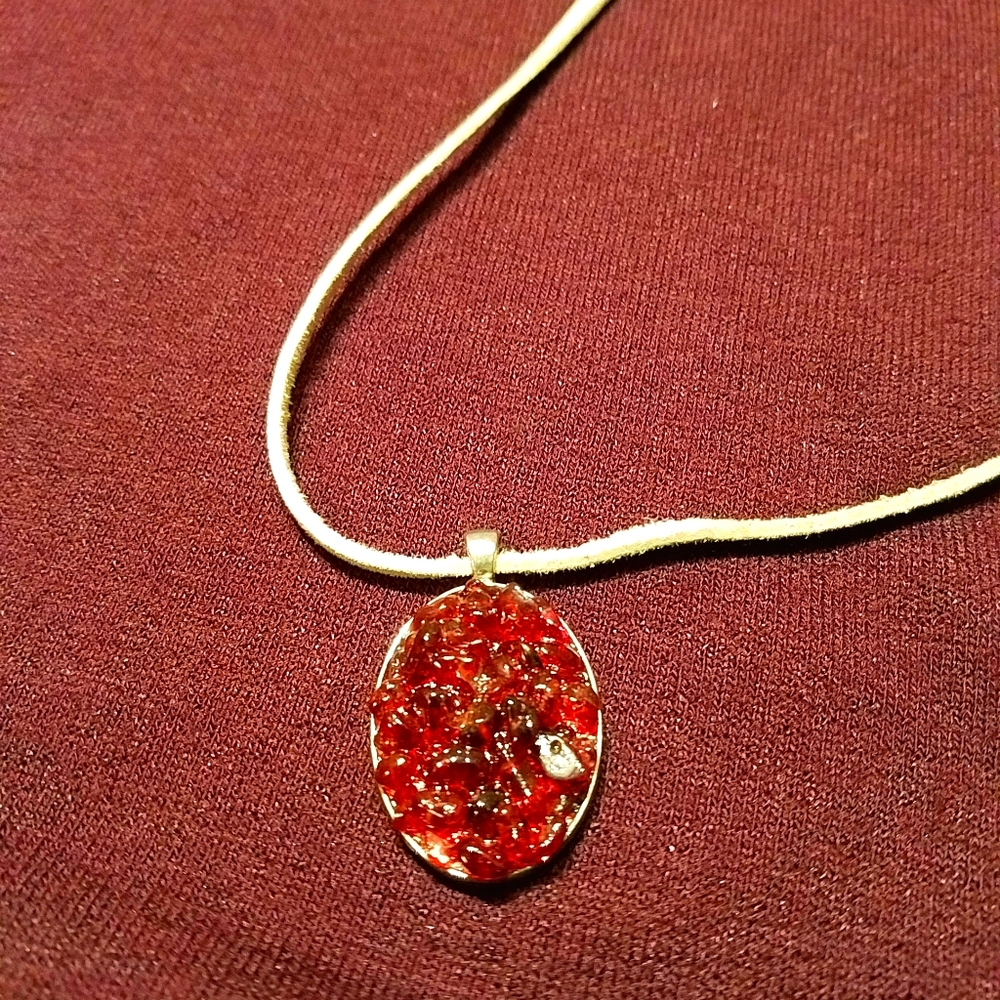 Garnet Necklace on Leather Chain